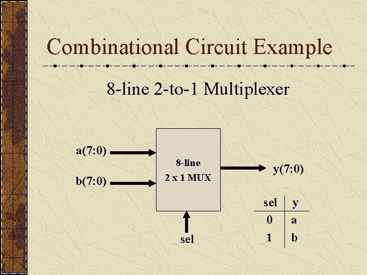 Combinational Circuit Example 8 -line 2 -to-1 Multiplexer a(7: 0) b(7: 0) 8 -line
