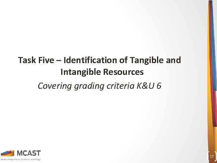  Task Five – Identification of Tangible and Intangible Resources Covering grading criteria K&U