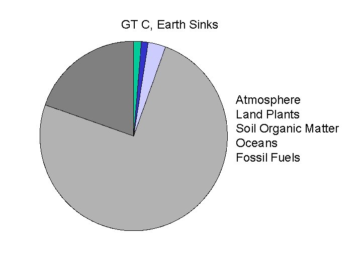 GT C, Earth Sinks Atmosphere Land Plants Soil Organic Matter Oceans Fossil Fuels 