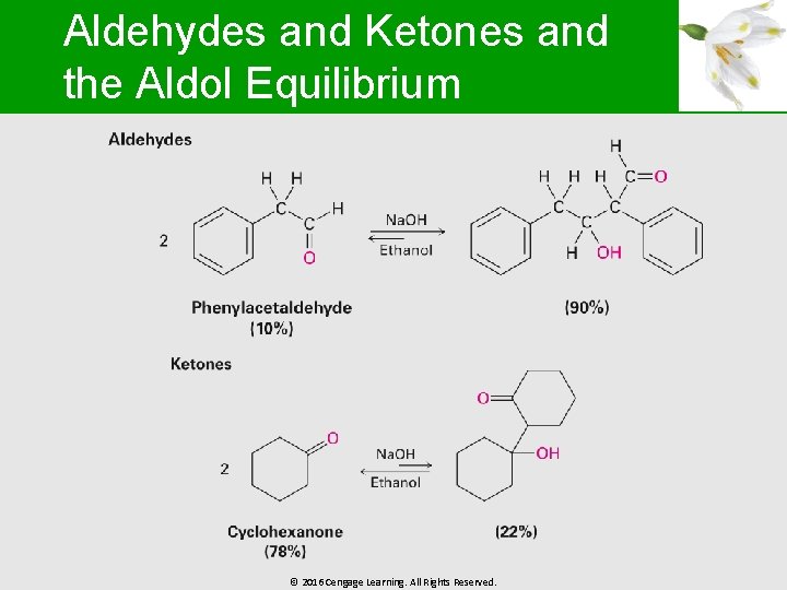 Aldehydes and Ketones and the Aldol Equilibrium © 2016 Cengage Learning. All Rights Reserved.