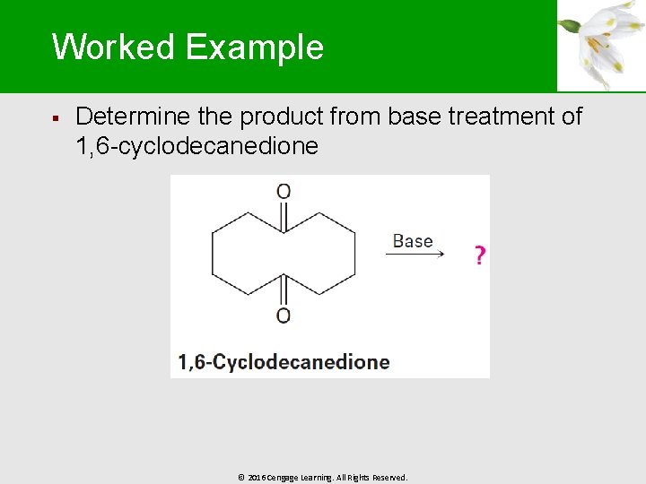 Worked Example § Determine the product from base treatment of 1, 6 -cyclodecanedione ©
