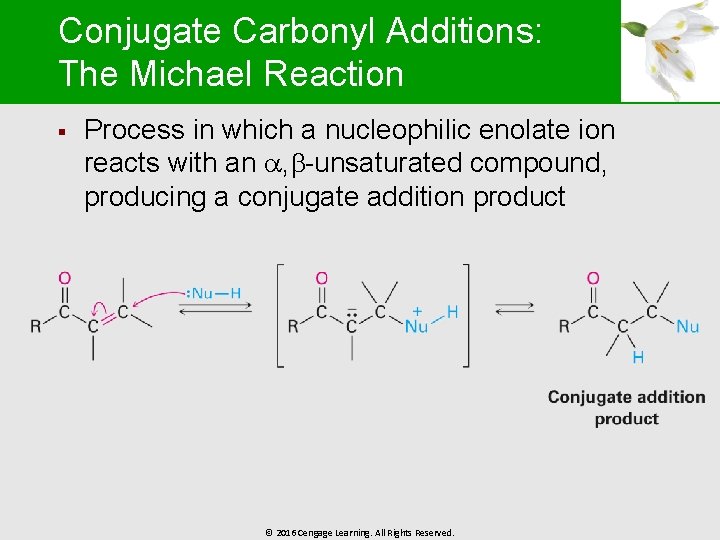 Conjugate Carbonyl Additions: The Michael Reaction § Process in which a nucleophilic enolate ion