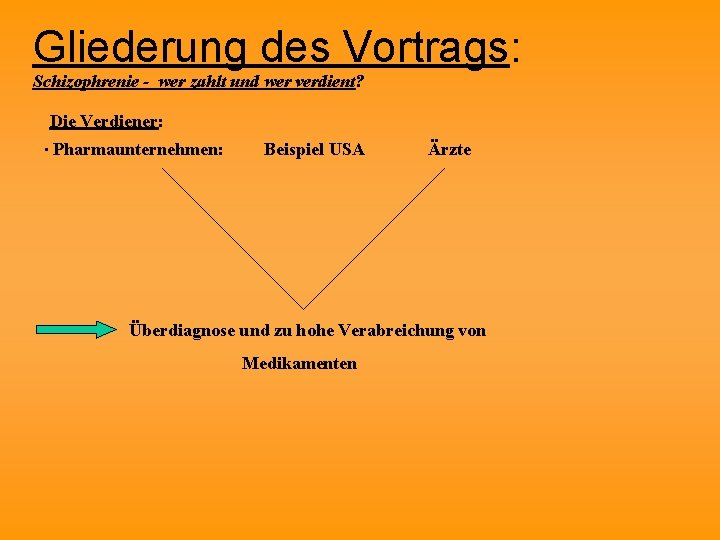 Gliederung des Vortrags: Schizophrenie - wer zahlt und wer verdient? Die Verdiener: ∙ Pharmaunternehmen: