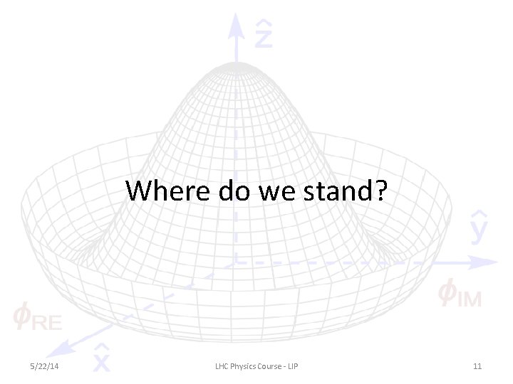 Where do we stand? 5/22/14 LHC Physics Course - LIP 11 