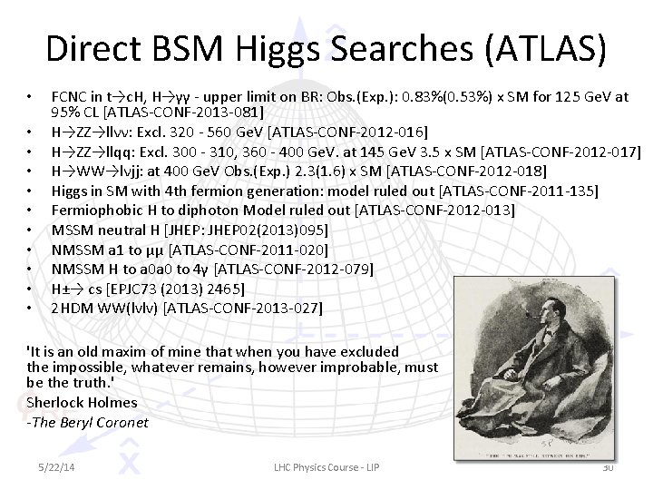 Direct BSM Higgs Searches (ATLAS) • • • FCNC in t→c. H, H→γγ -