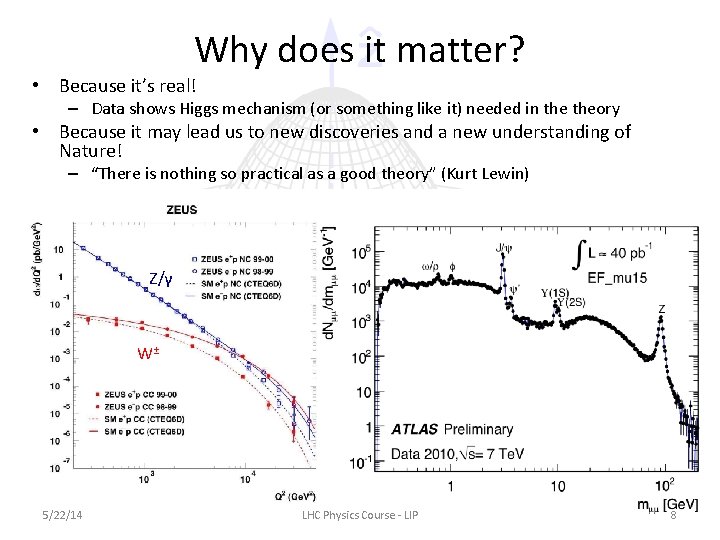 Why does it matter? • Because it’s real! – Data shows Higgs mechanism (or