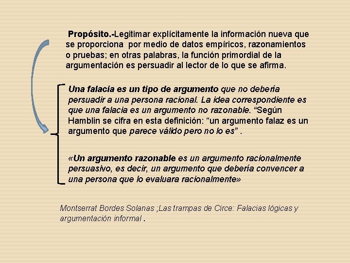 Propósito. -Legitimar explícitamente la información nueva que se proporciona por medio de datos empíricos,