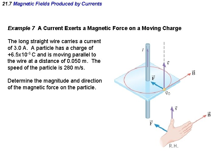 21. 7 Magnetic Fields Produced by Currents Example 7 A Current Exerts a Magnetic