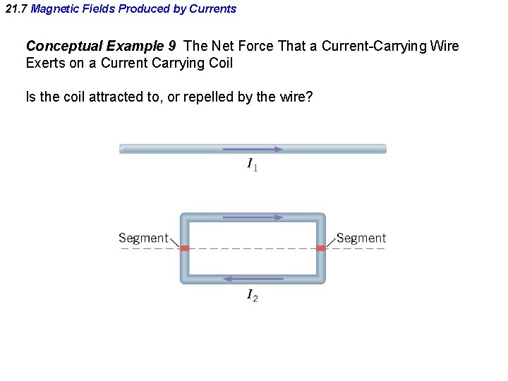 21. 7 Magnetic Fields Produced by Currents Conceptual Example 9 The Net Force That