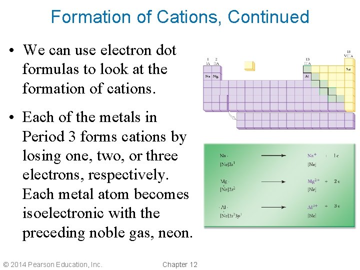 Formation of Cations, Continued • We can use electron dot formulas to look at