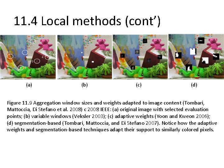 11. 4 Local methods (cont’) (a) (b) (c) (d) Figure 11. 9 Aggregation window