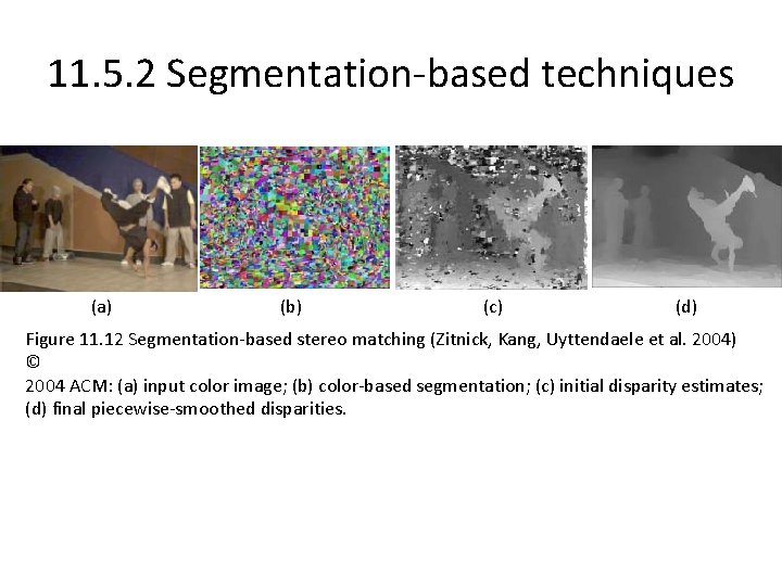 11. 5. 2 Segmentation-based techniques (a) (b) (c) (d) Figure 11. 12 Segmentation-based stereo