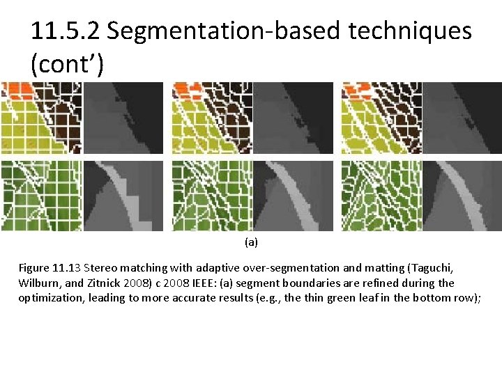 11. 5. 2 Segmentation-based techniques (cont’) (a) Figure 11. 13 Stereo matching with adaptive