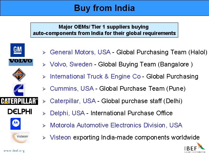Buy from India Major OEMs/ Tier 1 suppliers buying auto-components from India for their