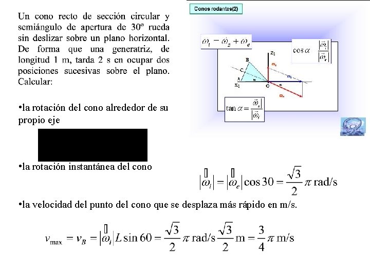  • la rotación del cono alrededor de su propio eje • la rotación