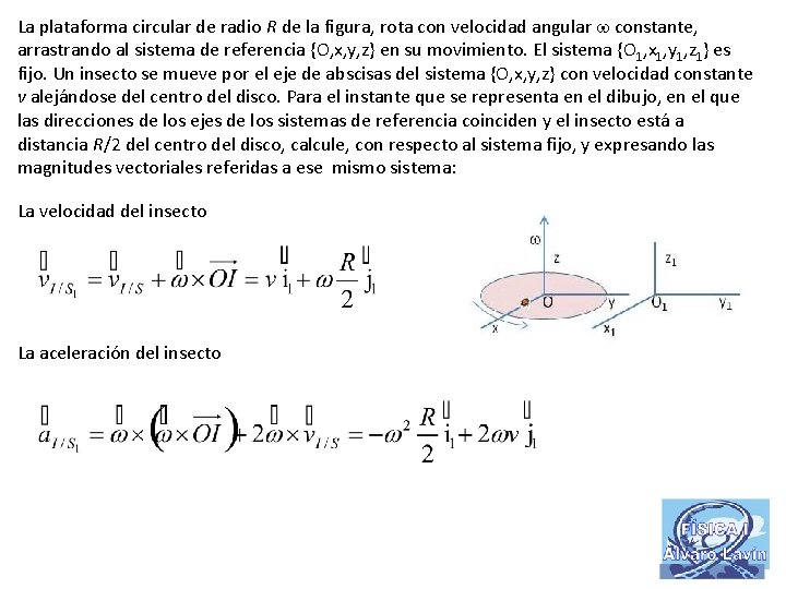 La plataforma circular de radio R de la figura, rota con velocidad angular constante,