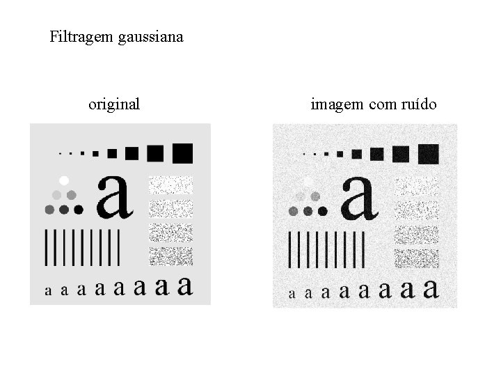 Filtragem gaussiana original imagem com ruído Filtragem gaussiana original imagem com ruído