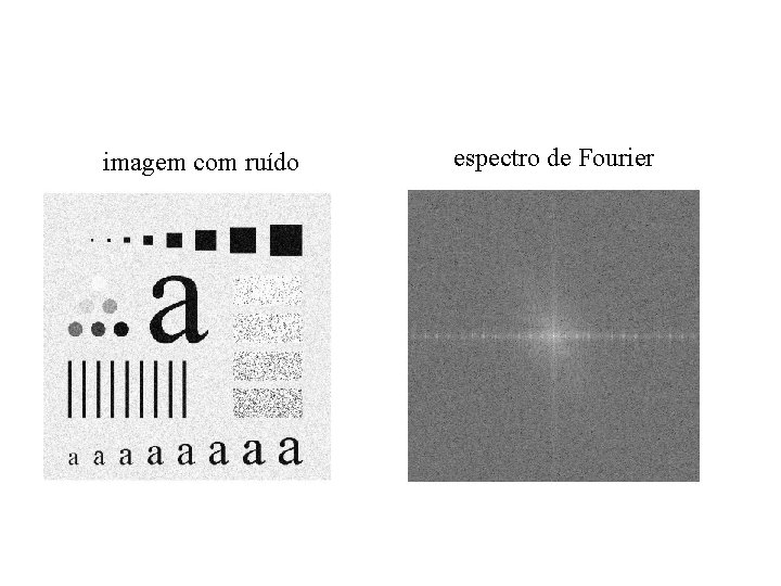 imagem com ruído espectro de Fourier imagem com ruído espectro de Fourier