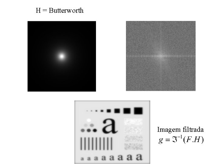 H = Butterworth Imagem filtrada H = Butterworth Imagem filtrada