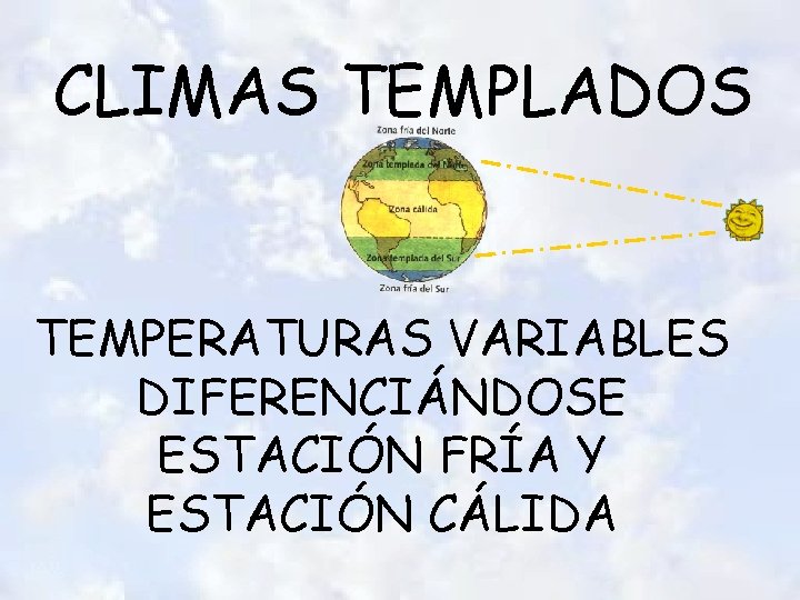 CLIMAS TEMPLADOS TEMPERATURAS VARIABLES DIFERENCIÁNDOSE ESTACIÓN FRÍA Y ESTACIÓN CÁLIDA CLIMAS TEMPLADOS TEMPERATURAS VARIABLES DIFERENCIÁNDOSE ESTACIÓN FRÍA Y ESTACIÓN CÁLIDA