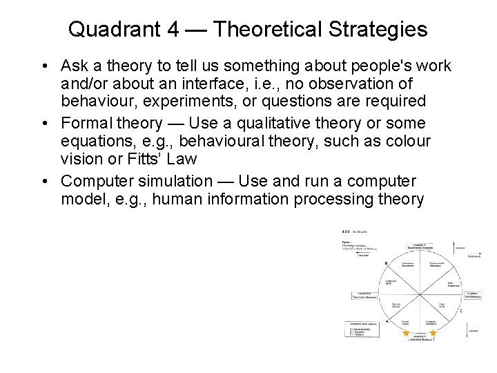 Quadrant 4 — Theoretical Strategies • Ask a theory to tell us something about