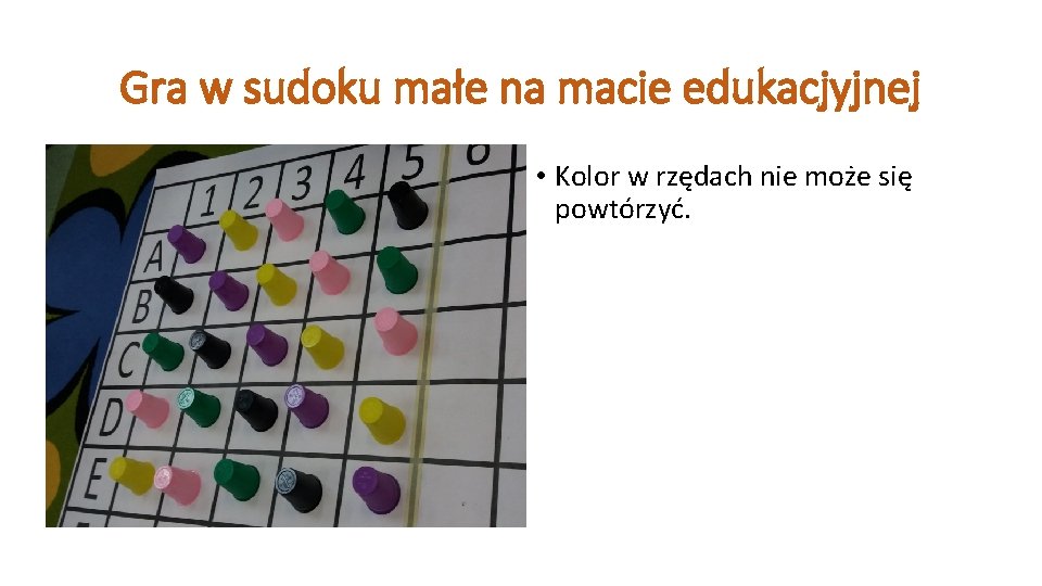 Gra w sudoku małe na macie edukacjyjnej • Kolor w rzędach nie może się