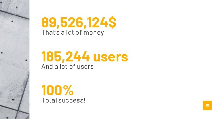 89, 526, 124$ That’s a lot of money 185, 244 users And a lot 89, 526, 124$ That’s a lot of money 185, 244 users And a lot