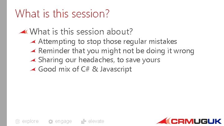 What is this session? What is this session about? Attempting to stop those regular
