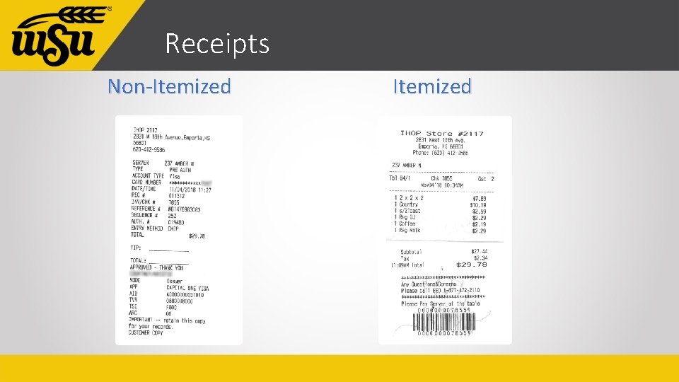 Receipts Non-Itemized 