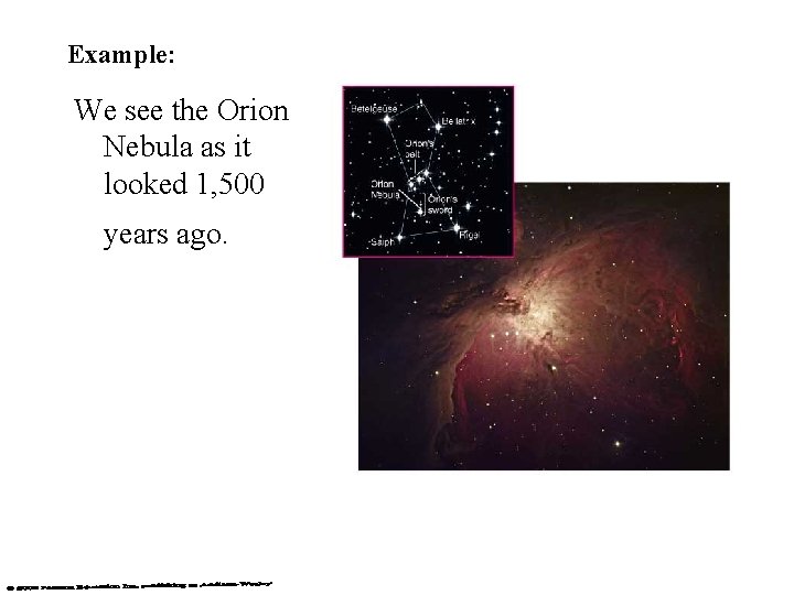 Example: We see the Orion Nebula as it looked 1, 500 years ago. M