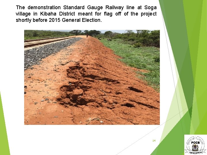 The demonstration Standard Gauge Railway line at Soga village in Kibaha District meant for
