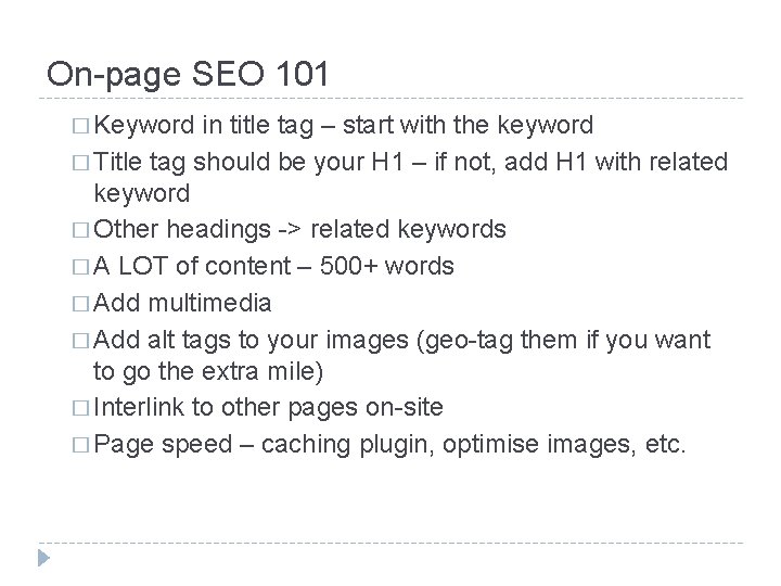 On-page SEO 101 � Keyword in title tag – start with the keyword �