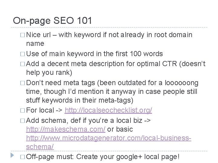 On-page SEO 101 � Nice url – with keyword if not already in root