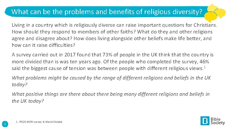 What can be the problems and benefits of religious diversity? Living in a country