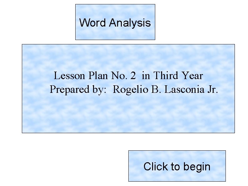 Word Analysis Lesson Plan No. 2 in Third Year Prepared by: Rogelio B. Lasconia