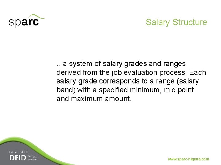 Salary Structure . . . a system of salary grades and ranges derived from