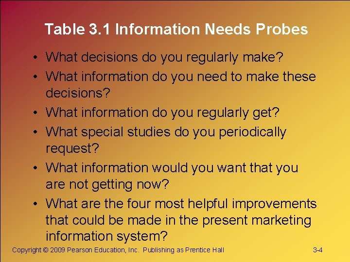 Table 3. 1 Information Needs Probes • What decisions do you regularly make? •