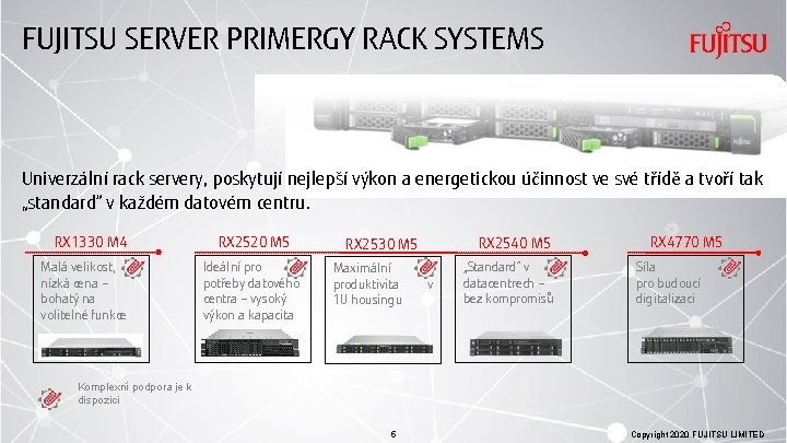 FUJITSU SERVER PRIMERGY RACK SYSTEMS Univerzální rack servery, poskytují nejlepší výkon a energetickou účinnost