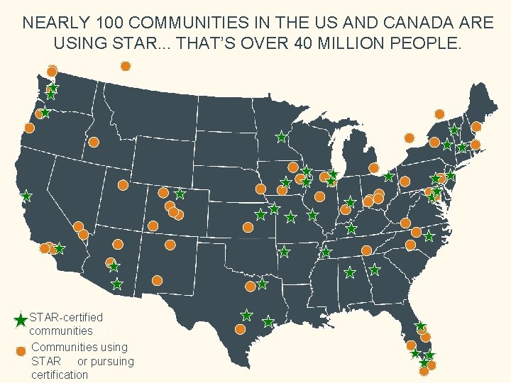 NEARLY 100 COMMUNITIES IN THE US AND CANADA ARE USING STAR. . . THAT’S