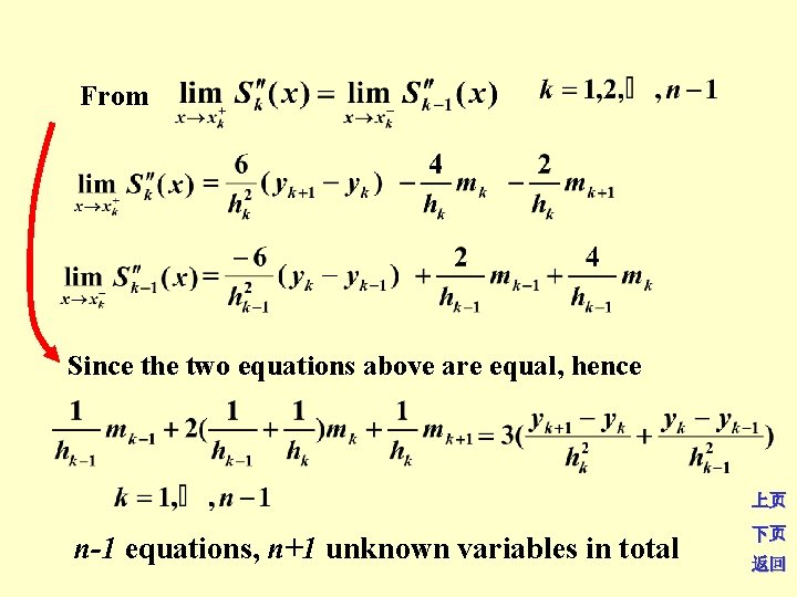 From Since the two equations above are equal, hence 上页 n-1 equations, n+1 unknown