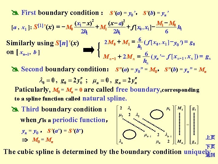  First boundary condition ： S’(a) = y 0’， S’(b) = yn’ 2 2