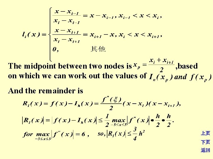 The midpoint between two nodes is , based on which we can work out