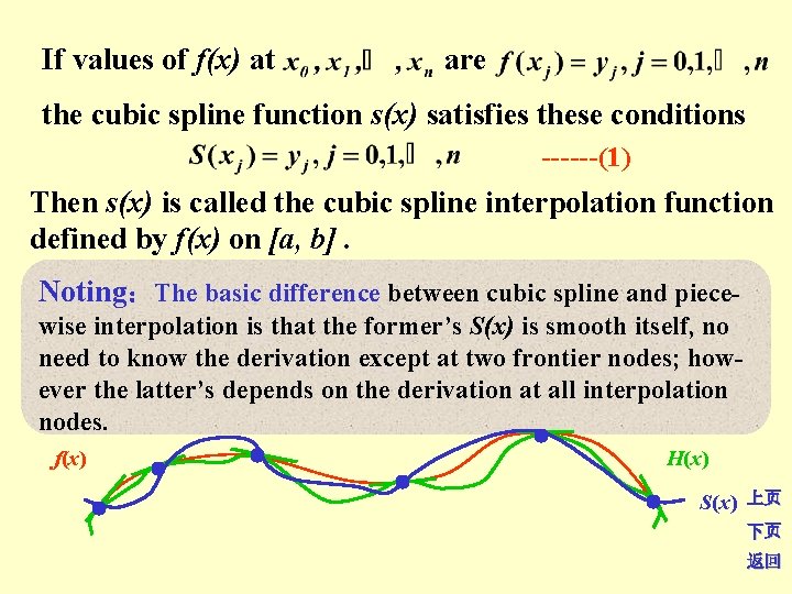 If values of f(x) at are the cubic spline function s(x) satisfies these conditions