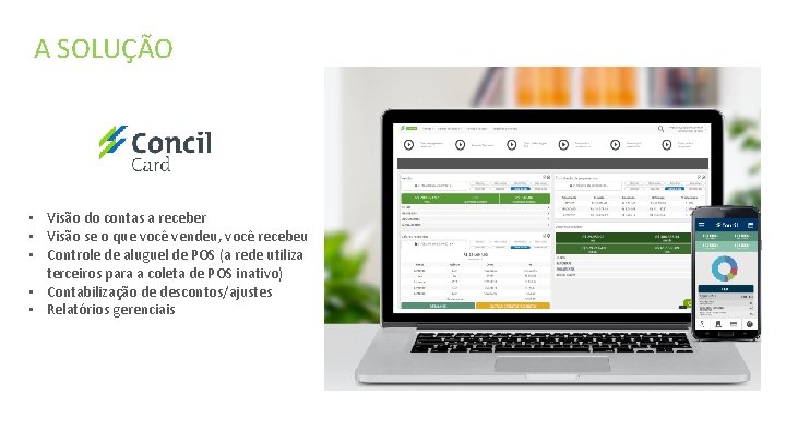 A SOLUÇÃO • Visão do contas a receber • Visão se o que você