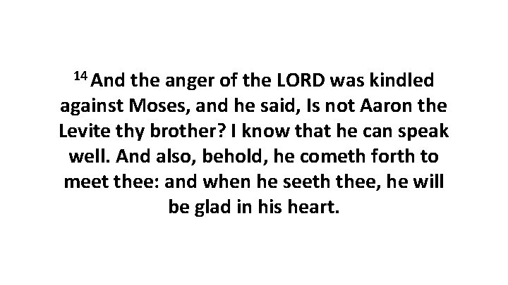 14 And the anger of the LORD was kindled against Moses, and he said,