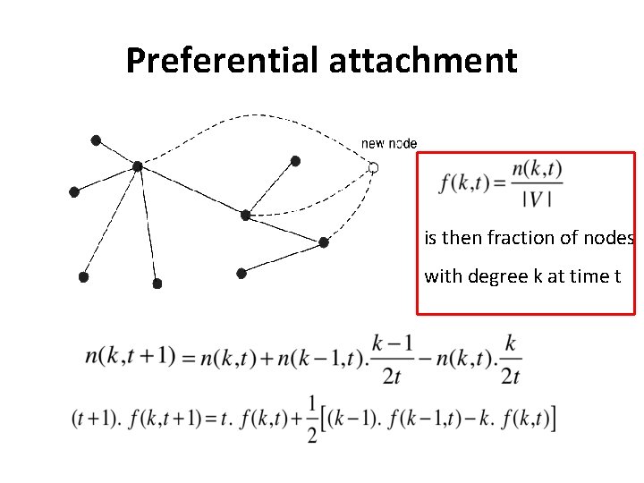 Preferential attachment is then fraction of nodes with degree k at time t 