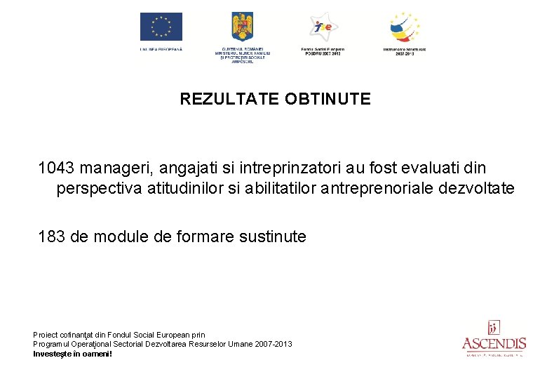 REZULTATE OBTINUTE 1043 manageri, angajati si intreprinzatori au fost evaluati din perspectiva atitudinilor si