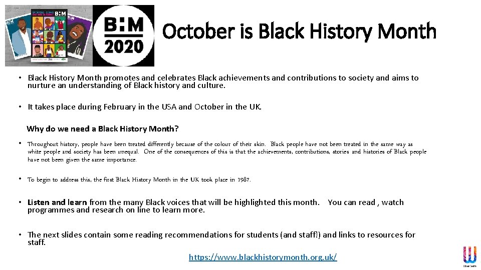 October is Black History Month • Black History Month promotes and celebrates Black achievements