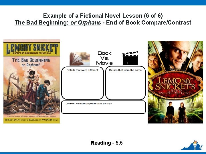 Example of a Fictional Novel Lesson (6 of 6) The Bad Beginning: or Orphans Example of a Fictional Novel Lesson (6 of 6) The Bad Beginning: or Orphans