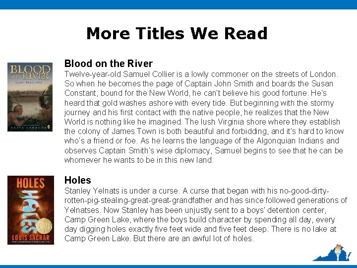 More Titles We Read Blood on the River Twelve-year-old Samuel Collier is a lowly More Titles We Read Blood on the River Twelve-year-old Samuel Collier is a lowly
